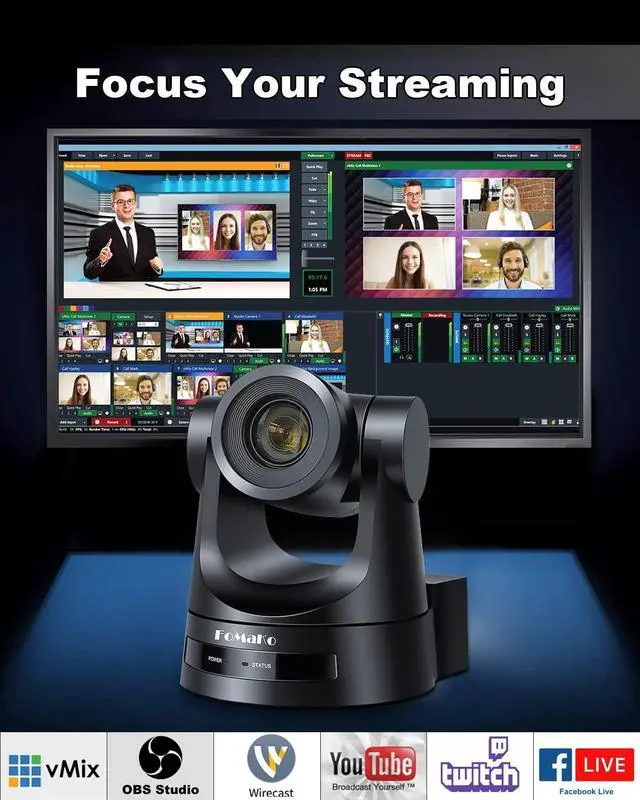 Alt view image 5 of 7 - FoMaKo PTZ Camera 30X Bundle HDMI 3G-SDI IP PoE HDMI PTZ Camera for Church Worship(2pcs) PTZ Controller PoE IP PTZ Camera Controller Keyboard