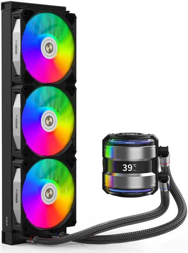 Main image of ALSEYE Infinity i360 AIO CPU Liquid Cooler, Dual Pumps System CPU Water Cooler with Temperature Display Screen, 360mm Radiator & Three Snap-in Connection Wireless ARGB & PWM Case Fans - Black