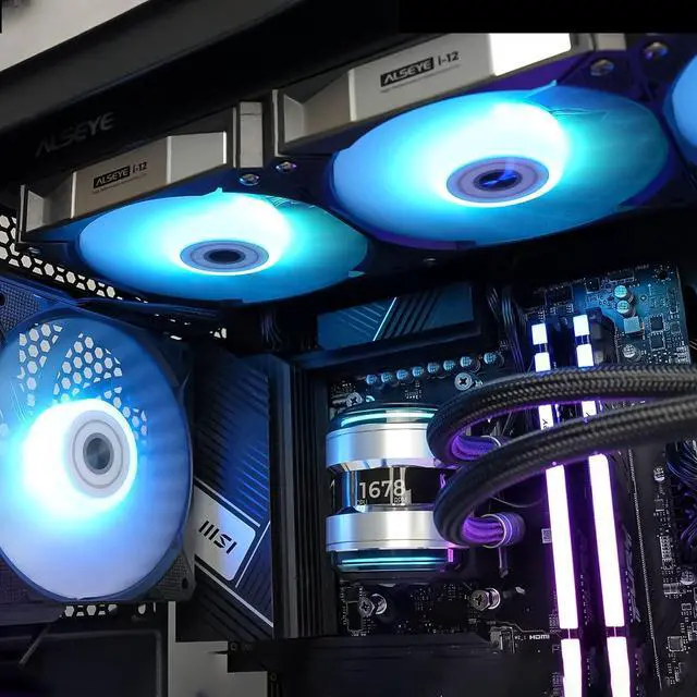 Alt view image 5 of 6 - ALSEYE Infinity i360 AIO CPU Liquid Cooler, Dual Pumps System CPU Water Cooler with Temperature Display Screen, 360mm Radiator & Three Snap-in Connection Wireless ARGB & PWM Case Fans - Black