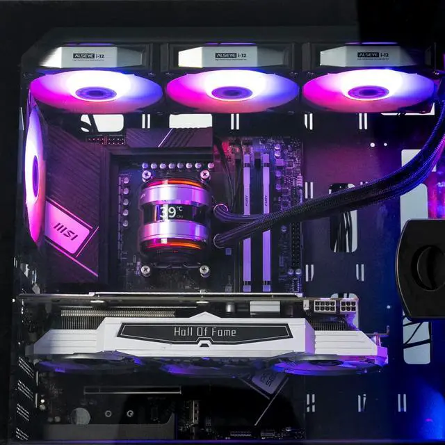 Alt view image 6 of 6 - ALSEYE Infinity i360 AIO CPU Liquid Cooler, Dual Pumps System CPU Water Cooler with Temperature Display Screen, 360mm Radiator & Three Snap-in Connection Wireless ARGB & PWM Case Fans - Black