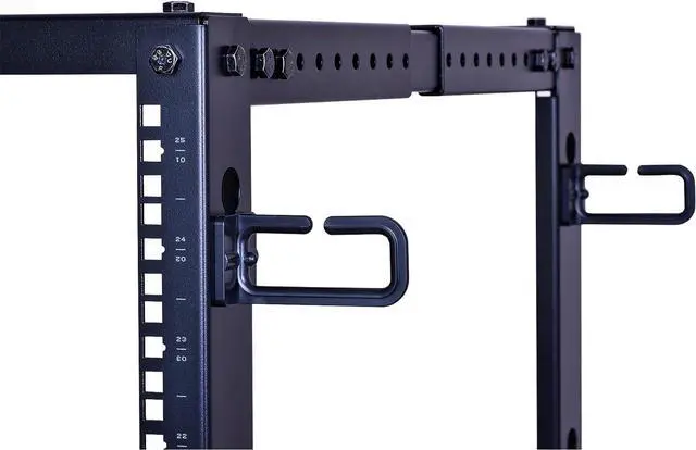 Alt view image 5 of 6 - 25U Open Frame Server Rack  Heavy Duty 4 Post Adjustable Depth with Casters