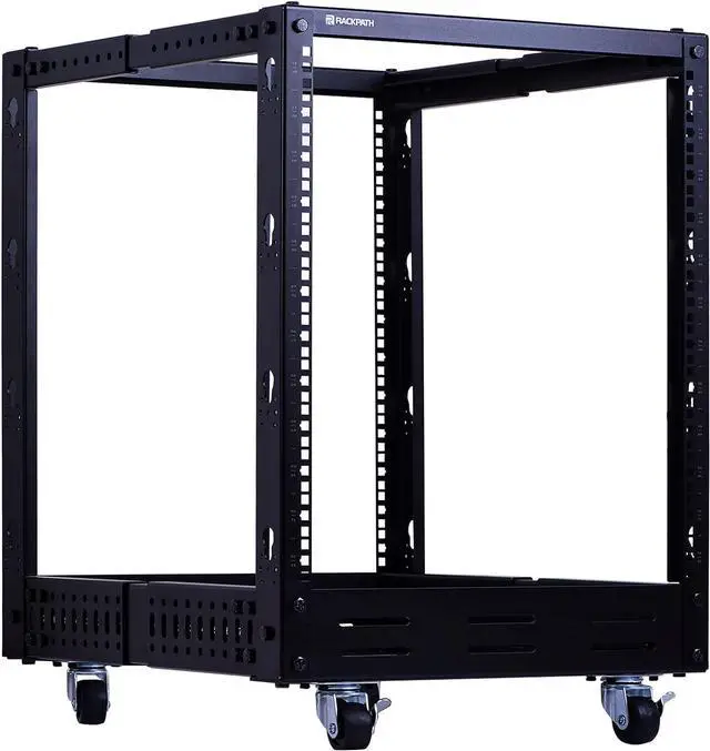 Main image of 12U Open Frame Server Rack  Heavy Duty 4 Post Adjustable Depth with Casters