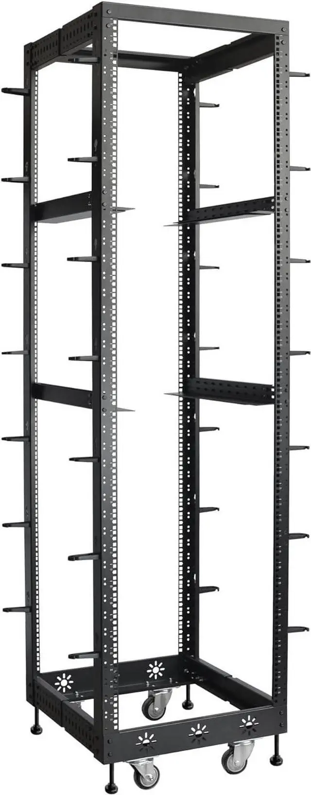 Main image of 42U 19 Adjustable Depth Server Rack Support Up to 1700LBS Floor Standing 4 Posts Construction with Load-Bearing Casters Universal for Network Equipment Black