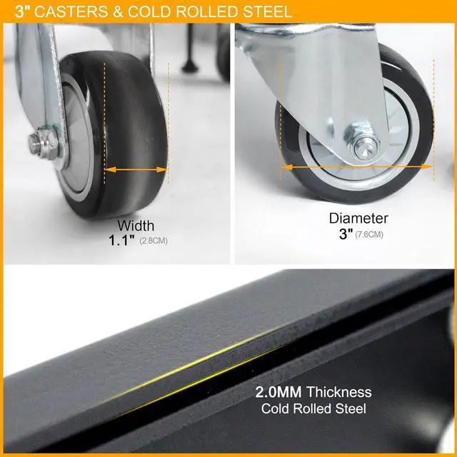 Alt view image 7 of 7 - 18U 19 Adjustable Depth Server Rack Support Up to 1700LBS Floor Standing 4 Posts Construction with Load-Bearing Casters Universal for Network Equipment Black