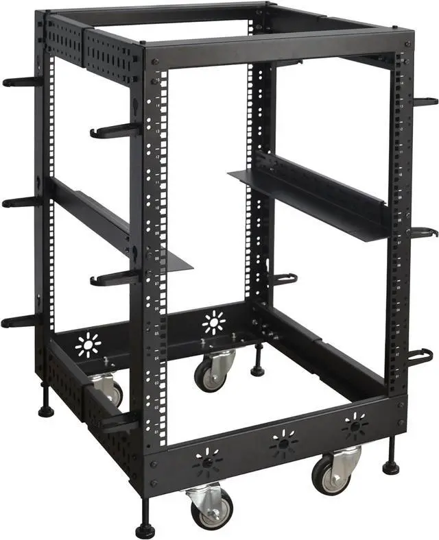 Main image of 15U 19 Adjustable Depth Server Rack Support Up to 1700LBS Floor Standing 4 Posts Construction with Load-Bearing Casters Universal for Network Equipment Black