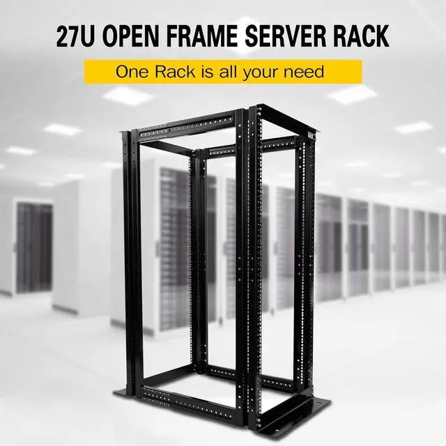 Alt view image 2 of 6 - Raising Electronics Server Rack 4 Post 27U Open Rack Frame Rack Enclosure 19 Inch Adjustable Depth Aluminum