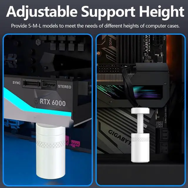 Alt view image 5 of 6 - Graphics Card GPU Support Bracket, Adjustable Height GPU Sag Stand Bracket with Magnet and Non-Slip Sheet, GPU Holder for Prevent Universal VGA Graphics Card Sag - 1.0-2.0"- Mini - White
