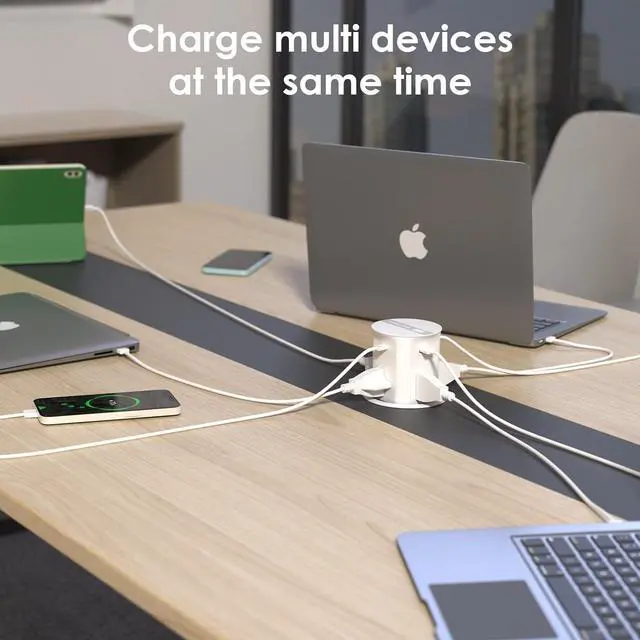 Alt view image 4 of 7 - Automatic Pop Up Countertop Outlet with 15W Wireless Charger,4 AC, 2 USB A and 2 USB C,Max 20W Power Delivery 3.15inch Desk Power Grommet,9-in-1 Power Strip for Home/Office Black