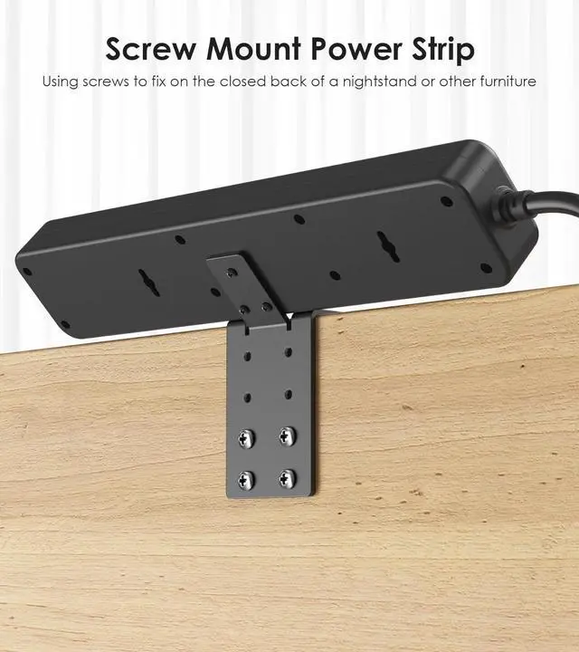 Alt view image 5 of 7 - Clamp Power Strip Standing Desk with 30W USB C, 2 in 1 Clip Desktop Surge Protector Edge Mount Outlet with 6 Individual Switches, Fit 2.6 inch Table Top, 6 FT Extension Cord Flat Plug, 1200J