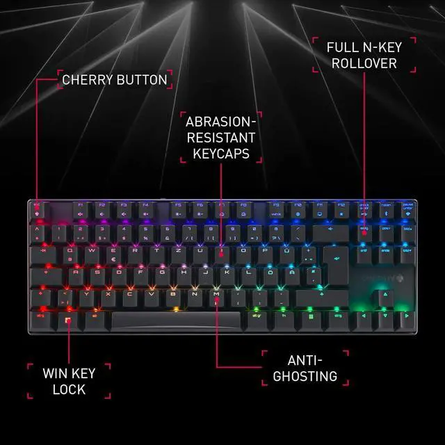 Alt view image 2 of 7 - Cherry MX 8.2 TKL Wireless Gaming Keyboard. Compact TenKeyLess. Mechanical 87 Keys RGB Backlit Keys ABS Keycaps. MX Brown Switch. Aluminum Carrying Case Included