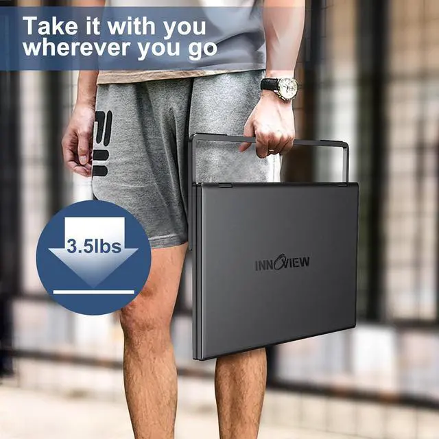 Alt view image 6 of 6 - Laptop Screen Extender 15.6" Dual Monitors Stacked Folding Triple Monitor (Wins/Mac) 1080P Triple Portable Monitor for Laptop 90°/180° Automatic Rotation Black