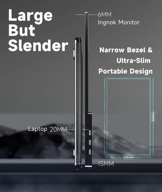 Alt view image 6 of 7 - 18.5 Inch Portable Monitor, 100% sRGB FHD Laptop Screen Extender USB C HDMI Portable Gaming Monitor w/Smart Cover & Speakers, External Monitor for Laptop Mac PC Xbox PS4/5 Switch