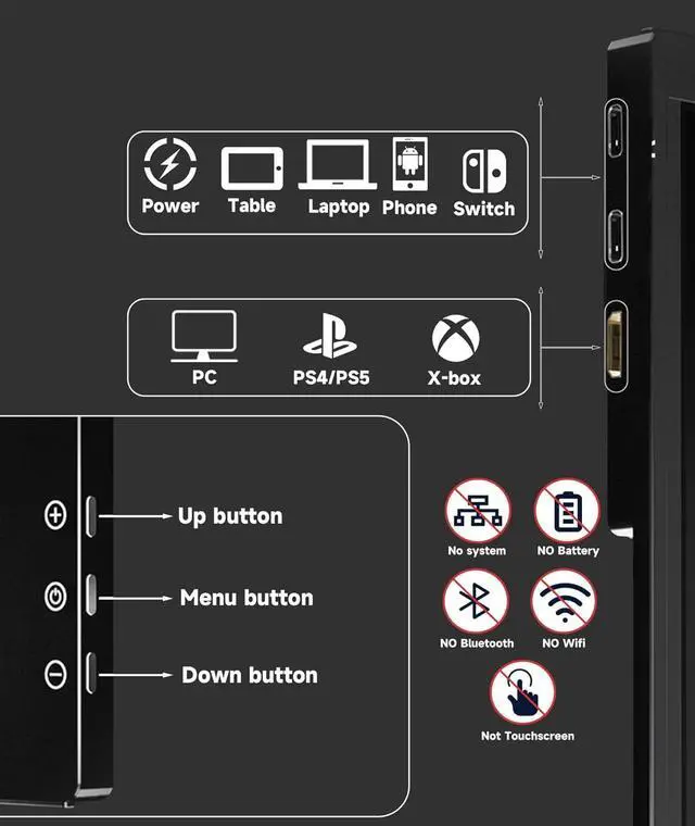 Alt view image 7 of 7 - 18.5 Inch Portable Monitor, 100% sRGB FHD Laptop Screen Extender USB C HDMI Portable Gaming Monitor w/Smart Cover & Speakers, External Monitor for Laptop Mac PC Xbox PS4/5 Switch