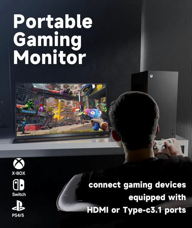 Alt view image 5 of 7 - 18.5 Inch Portable Monitor, 100% sRGB FHD Laptop Screen Extender USB C HDMI Portable Gaming Monitor w/Smart Cover & Speakers, External Monitor for Laptop Mac PC Xbox PS4/5 Switch