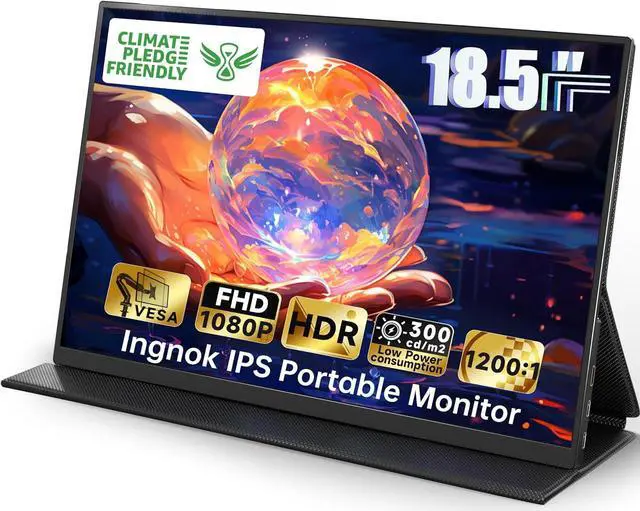 Main image of 18.5 Inch Portable Monitor, 100% sRGB FHD Laptop Screen Extender USB C HDMI Portable Gaming Monitor w/Smart Cover & Speakers, External Monitor for Laptop Mac PC Xbox PS4/5 Switch