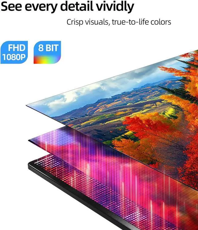 Alt view image 2 of 7 - Portable Monitor 15.6'' FHD IPS Display, A+Screen USB C HDMI Travel Monitor, Portable Screen for Laptop Mac PC Phone Xbox PS4/5 Switch