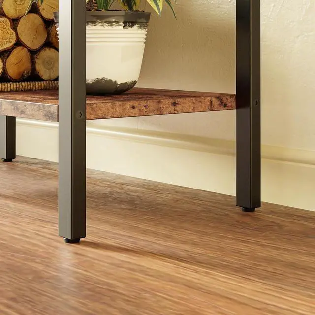 Alt view image 7 of 7 - Bookcases and Bookshelves Triple Wide 6 Tiers Industrial Record Player Shelf, Large Etagere Bookshelf Open Record Player Shelves with Metal Frame for Living Room Home Office