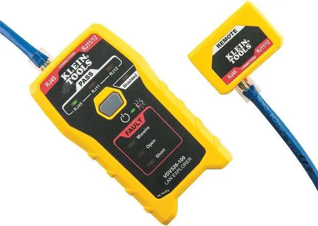 Alt view image 6 of 7 - Klein Tools 80093 Cable Tester, VDV LAN Kit with LAN Tester, Pass Thru Crimper, CAT6/CAT5e Plugs and Strain Relief Boots, 5-Piece