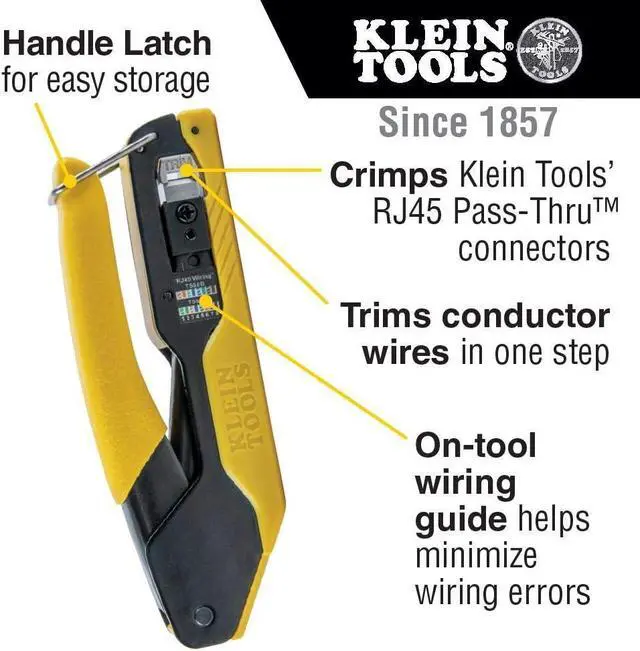 Alt view image 3 of 7 - Klein Tools 80093 Cable Tester, VDV LAN Kit with LAN Tester, Pass Thru Crimper, CAT6/CAT5e Plugs and Strain Relief Boots, 5-Piece