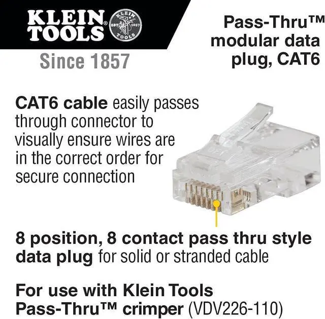Alt view image 4 of 7 - Klein Tools 80093 Cable Tester, VDV LAN Kit with LAN Tester, Pass Thru Crimper, CAT6/CAT5e Plugs and Strain Relief Boots, 5-Piece