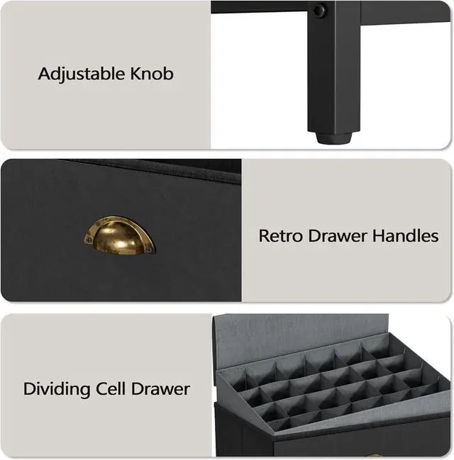 Alt view image 7 of 7 - Dresser with Power Outlets and LED Lights, 8 PU Leather Drawers Dresser with Charging Station, Wide Chests of Drawers for Closet, Bedroom, Hallway, Vintage Brown Black