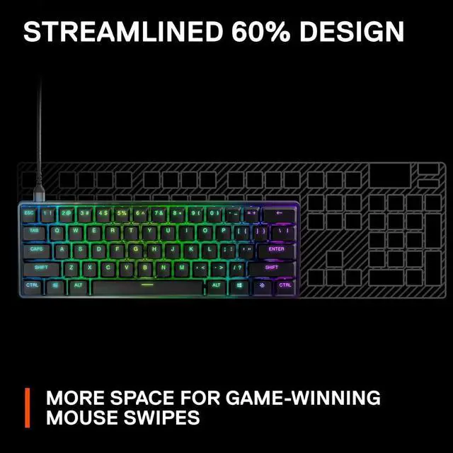 Alt view image 6 of 7 - SteelSeries Gaming Keyboard Mouse Set - Apex 9 Mini  HotSwap Optical 60% Mini Keyboard RGB Customization, Aluminum Alloy Frame, Double Shot PBT Keycap w/ Aerox 3 - Holey RGB Gaming Mouse 8,500 DPI
