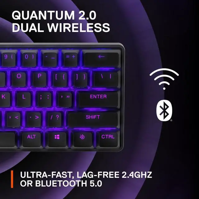 Alt view image 5 of 7 - SteelSeries Apex Pro Mini Wireless HyperMagnetic Gaming Keyboard  Compact 60% Form Factor - Adjustable Actuation - RGB  PBT Keycaps- Bluetooth  2.4GHz - USB-C