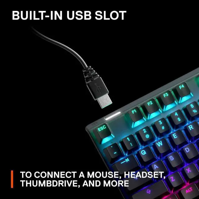 Alt view image 6 of 7 - SteelSeries Apex Pro HyperMagnetic Gaming Keyboard  Adjustable Actuation  OLED Screen  RGB  USB Passthrough