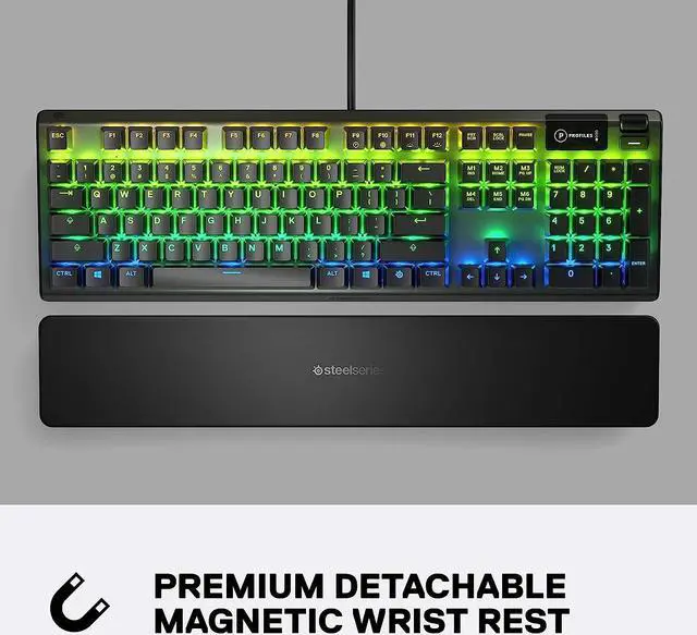 Alt view image 4 of 5 - SteelSeries USB Apex 5 Hybrid Mechanical Gaming Keyboard  Per-Key RGB Illumination  Aircraft Grade Aluminum Alloy Frame  OLED Smart Display (Hybrid Blue Tactile & Clicky Switch)