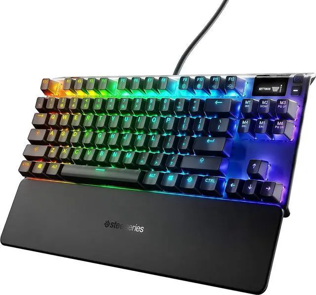 Main image of SteelSeries Apex 7 TKL Compact Mechanical Gaming Keyboard  OLED Smart Display  USB Passthrough and Media Controls  Tactile and Clicky  RGB Backlit (Blue Tactile & Clicky Switch)