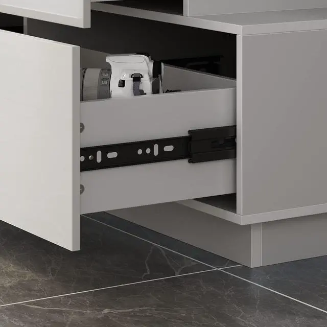 Alt view image 7 of 7 - Modern Dresser Storage Chest with 6 Drawers & Stylish Shape, Wood Double Dresser Chest with Glossy Surface for Bedroom, Living Room & Hallway White
