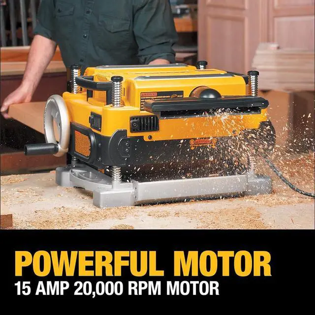 Alt view image 4 of 7 - DEWALT Thickness Planer, Two Speed, 13-inch, 15 Amp, 20,000 RPM Motor w/Feed Tables & Extra Blades