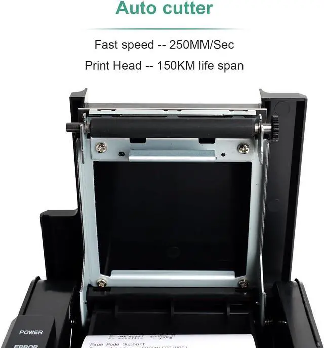 Alt view image 4 of 6 - Kitchen Restaurant POS Printer, 80mm Thermal Receipts Printer with Auto Cutter, USB Serial Ethernet for ESC/POS, Support Windows/Mac Cash Drawer, No Bluetooth, No Square
