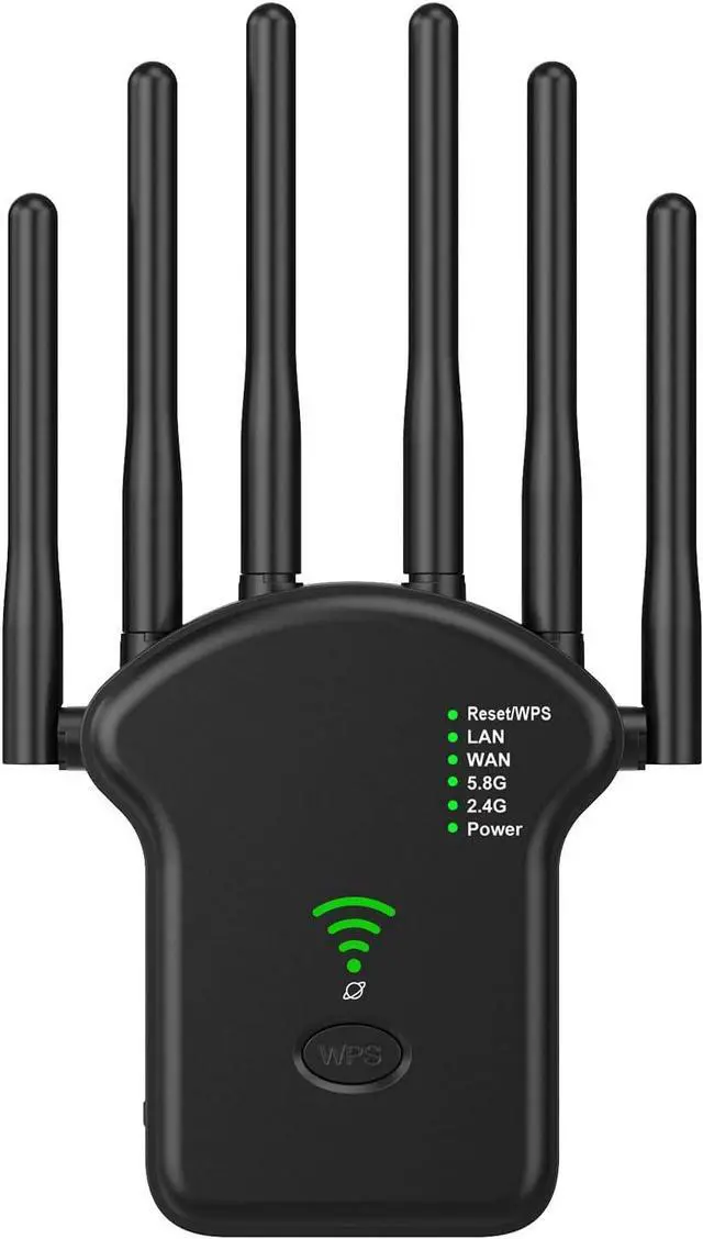Main image of WiFi Extender Signal Booster for Home, Dual Band 5GHz/2.4GHz Wireless Signal Booster & Repeater Up to 1200Mbps Speed, Cover up to 10764 sq. ft, 1 Pack, Black