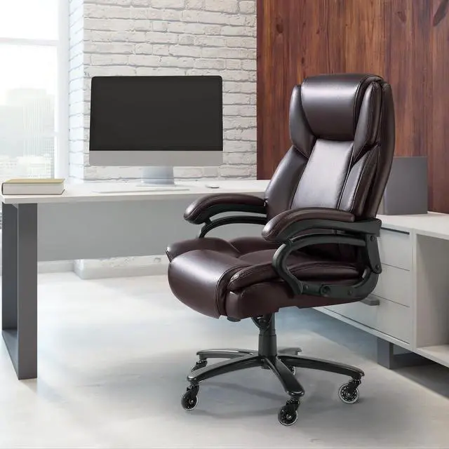 Alt view image 2 of 7 - Big and Tall Office Chair 500lbs - Adjustable Lumbar Support, Office Chair for Heavy People, Heavy Duty High Back Executive Desk Chair with Wide Seat and Quiet Rubber Wheels, Large Office Chair