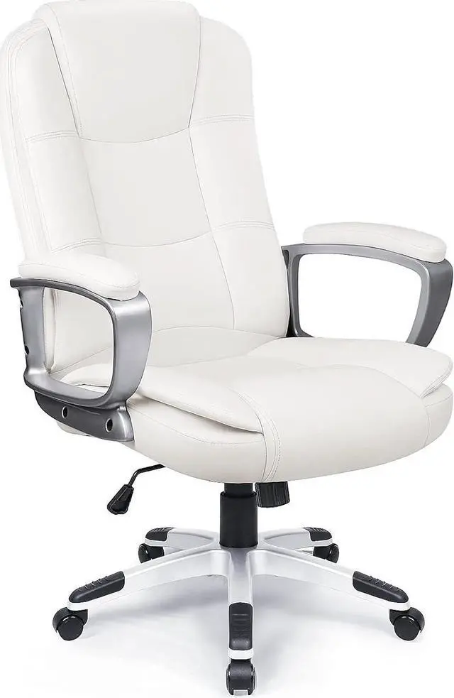 Main image of Office Chair Computer Desk Chair Gaming - Ergonomic High Back Cushion Lumbar Support with Wheels Comfortable Black Leather Racing Seat Adjustable Swivel Rolling Home Executive (White)