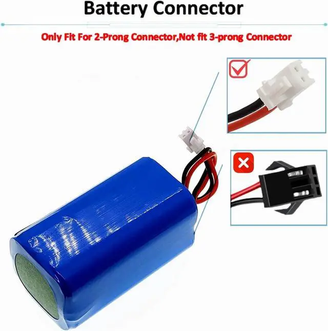 Alt view image 2 of 7 - 3600mAh Replacement Battery for Shark Ion Robot RVBAT850 Battery for RV1001AE/ RV700_N /RV720_N /RV725_N/ RV761/ RV850/RV850C /RV850WV/ RV851WV(Attention: 2-Prong Connector)