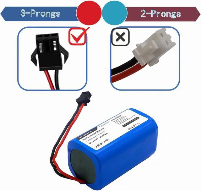 Alt view image 3 of 7 - Shark Battery RVBAT700 Replacement Battery for Shark ION Robot RV720,RV750, RV700,RV755 Vacuum Cleaners (Attention: 3-Prongs Connector)