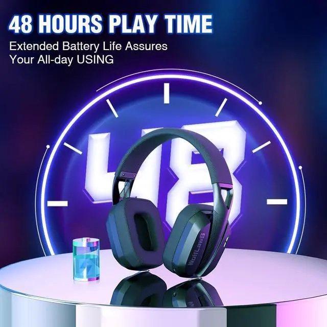 Alt view image 5 of 7 - Wireless Gaming Headset for PC, PS5, PS4, Switch, Mac, Bluetooth USB Over-Ear Headphones with Detachable and Built-in Mics, Noise Isolation, Low Latency, Lightweight