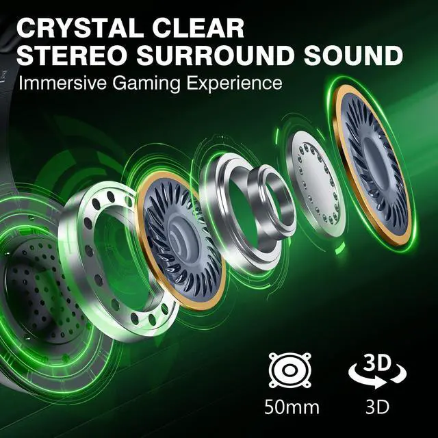 Alt view image 6 of 7 - Wireless Gaming Headset for Xbox Series X|S, Xbox One, PS5, PC, Mac, Nintendo Switch, Bluetooth Over Ear Gaming Headphones with Detachable Noise Canceling Microphone, 40H Battery