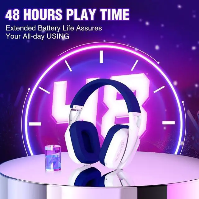 Alt view image 6 of 7 - Wireless Gaming Headset for PS5, PS4, PC, Mac, Switch, Bluetooth Over-Ear Headphones with Detachable and Built-in Mics, Low Latency, Lightweight, Noise Isolation, 48H Battery