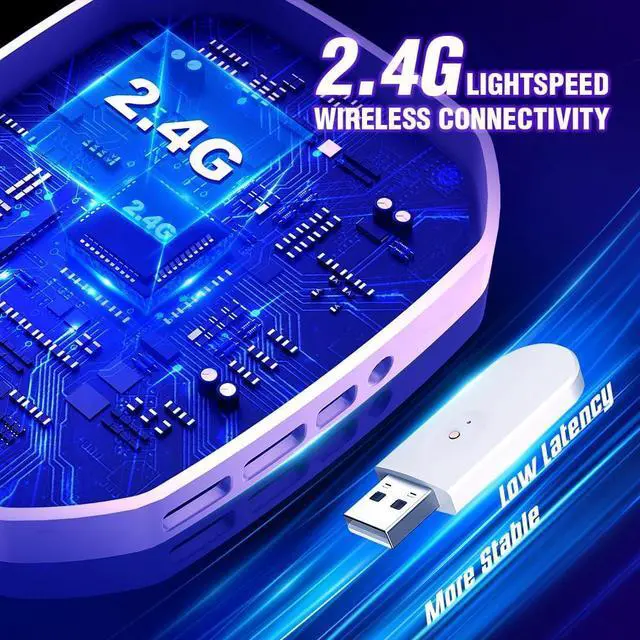 Alt view image 2 of 7 - Wireless Gaming Headset for PS5, PS4, PC, Mac, Switch, Bluetooth Over-Ear Headphones with Detachable and Built-in Mics, Low Latency, Lightweight, Noise Isolation, 48H Battery