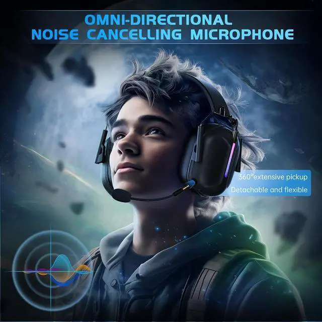 Alt view image 4 of 7 - Wireless Gaming Headphones for PS5, 2.4GHz USB Gaming Headset with Microphone for PS4, PC, Nintendo Switch, Mac, Computer, Bluetooth 5.3 Gaming Headset, Ergonomic Design, 40H Battery (Black)