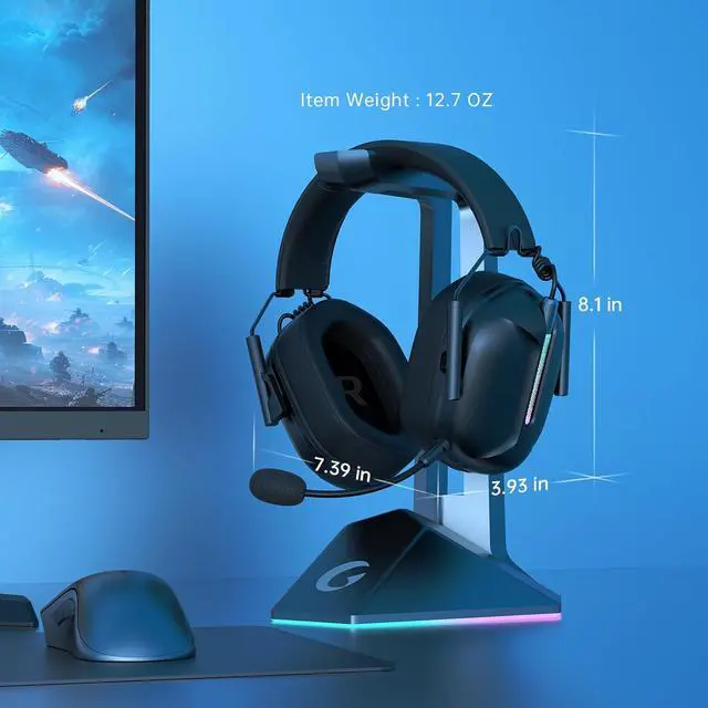 Alt view image 7 of 7 - Wireless Gaming Headphones for PS5, 2.4GHz USB Gaming Headset with Microphone for PS4, PC, Nintendo Switch, Mac, Computer, Bluetooth 5.3 Gaming Headset, Ergonomic Design, 40H Battery (Black)