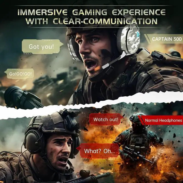 Alt view image 5 of 7 - 2.4GHz Wireless Gaming Headset for PS5, PC, PS4, Mac, Nintendo Switch, Bluetooth 5.2 Gaming Headphones with Microphone for Computer, Mobile, Stereo Sound, 3.5MM Wired Mode for Xbox Series(Camo)