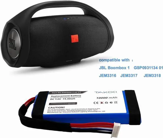 Alt view image 2 of 6 - jblBoombox Battery Replacement for JBLBoombox1,JEM3316,JEM3317,JEM3318,GSP0931134 01 Bluetooth Speaker Battery 10000mAh(NOT for Boombox 2)