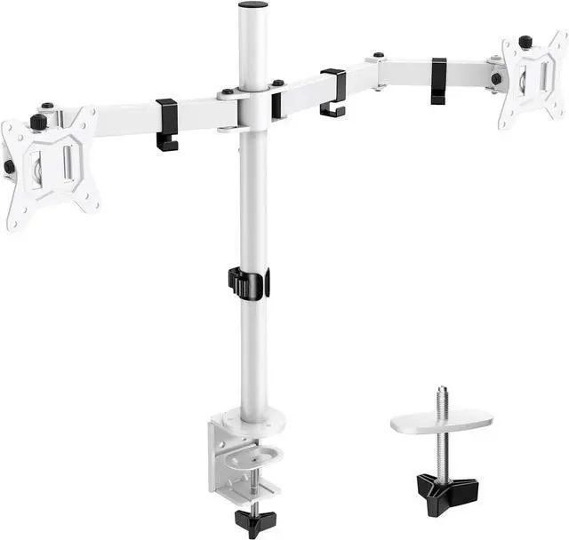 Main image of Dual Monitor Desk Mount, Fully Adjustable Dual Monitor Arm for 2 Computer Screens up to 32 inch, Heavy Duty Dual Monitor Stand for Desk, Holds up to 17.6 lbs per Arm - White