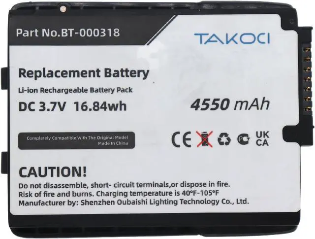 Main image of Replacement Battery fit for Zebra TC70 TC75 Barcode Scanner, Part No BT-000318 82-171249-01 82-171249-02 BTRY-TC7X-46MA2 4550mAh
