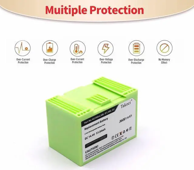 Alt view image 5 of 7 - 3600mAh Replacement Battery for IROBOT Roomba i7 / 7150 / i7+ / 7550 / e5 / e6 / i3 / i4 / e5 / e5152 / e5154, More e and i Series Vacuum ABL-D1 ABL-D2 4624864