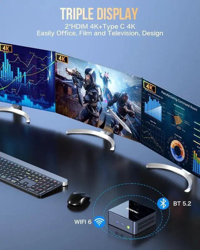 Alt view image 5 of 7 - Mini PC Windows 11 Pro Intel Core i7-11390H (Turbo 5.0 GHz) 1TB SSD 16GB DDR4, Desktop Mini Computers WiFi 6, USB3.2, BT 5.2, DP, HDMI, RJ45 2.5G